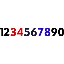 Iron On Numbers Geo Black, Red, Navy Blue, Royal Blue and White
