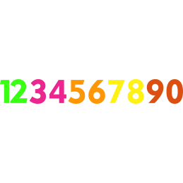 Iron On Numbers Geo Font Fluro Green, Fluro Pink, Gold, Yellow and Orange
