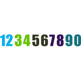 Iron On Numbers Impact Font Aqua, Apple, Military Green, Purple and Jade