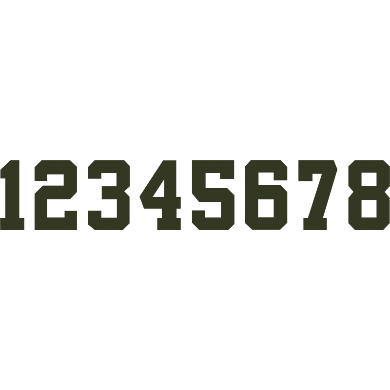 Iron On Number Sets Athletic Font
