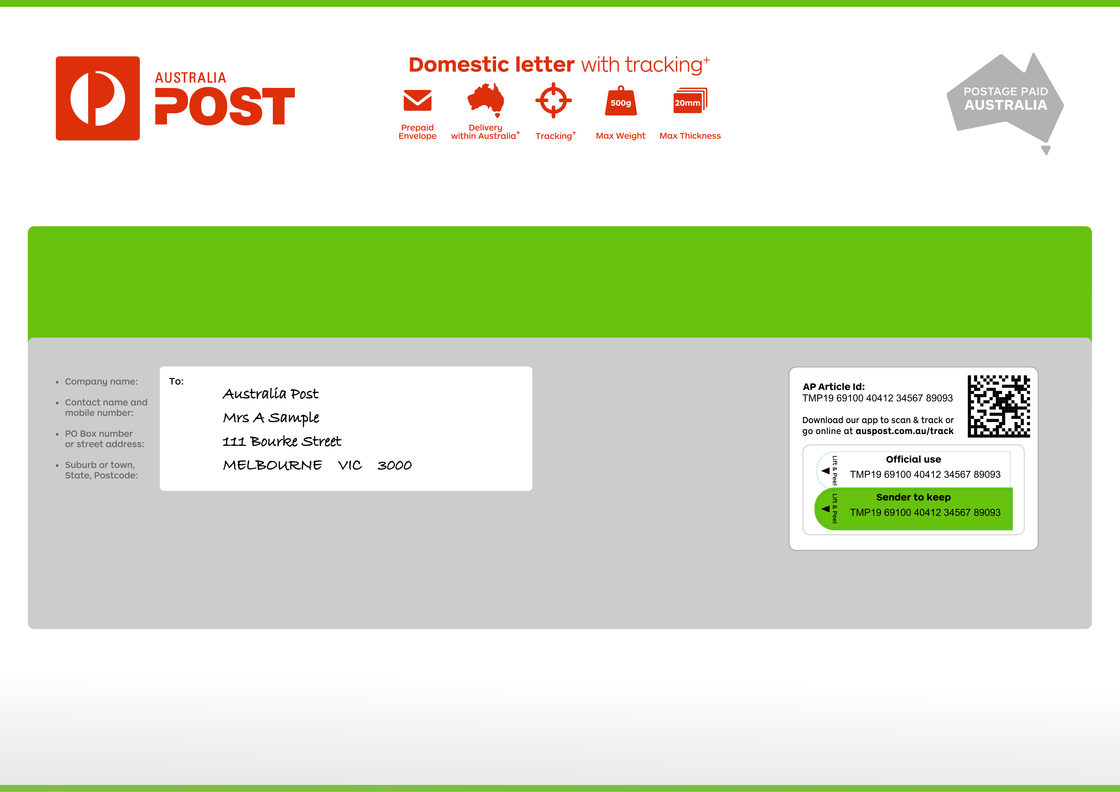 Australia Post Letter with Tracking